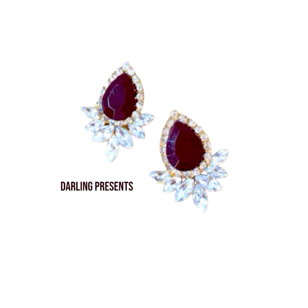 Acrylic Tear Drop Crystal Earrings Women Color Black